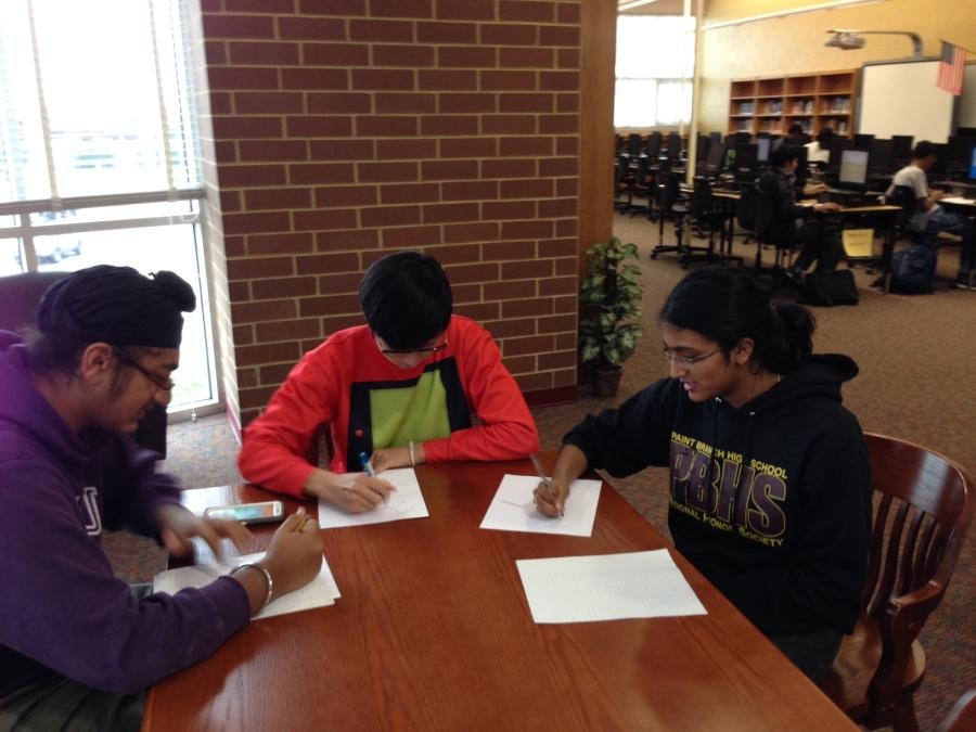 The Math team spends some time prepping for the next competition.