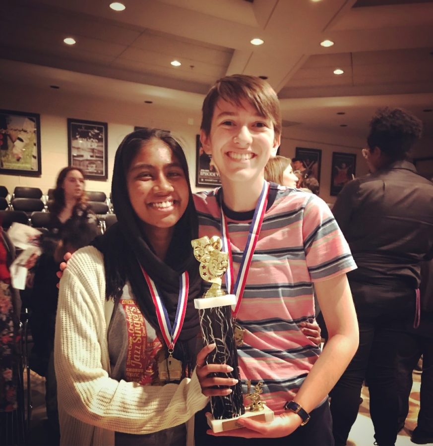 Safiya Muthaliff and Mary Shawhan won first place in Ensemble Acting from the Montgomery County Forensics League. 
