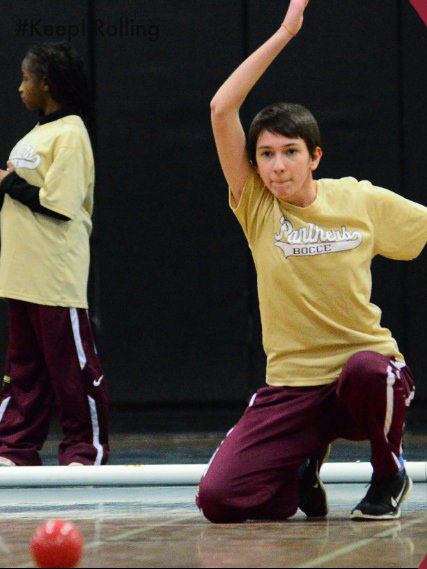 Mary Shawhan takes her turn during a mid-season bocce matchup. 