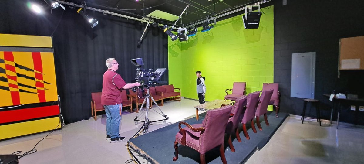 Kids got to visit Paint Branch's TV studio and see what the set of PB's Panther Report looked like