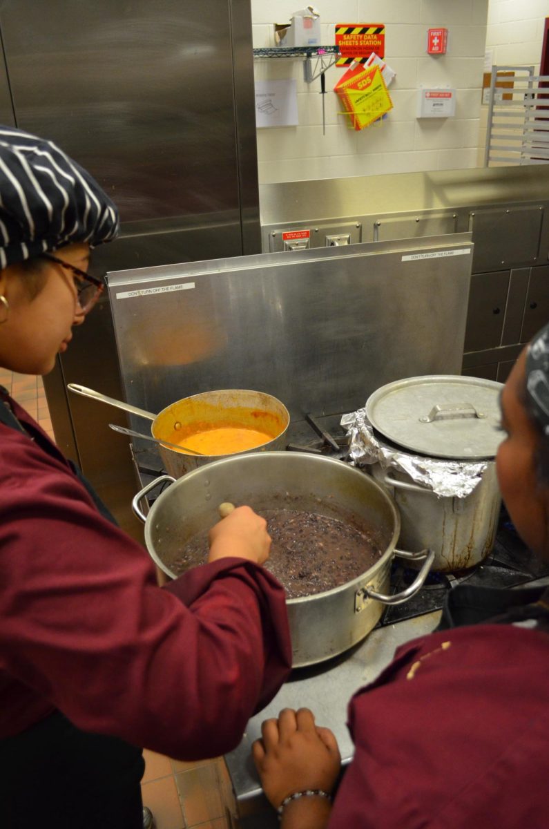 Chefs working on the beans.