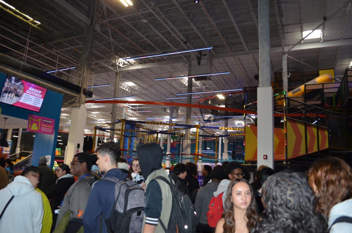 After entering the park, everyone had to wait to sign a waiver before enjoying the activities. 