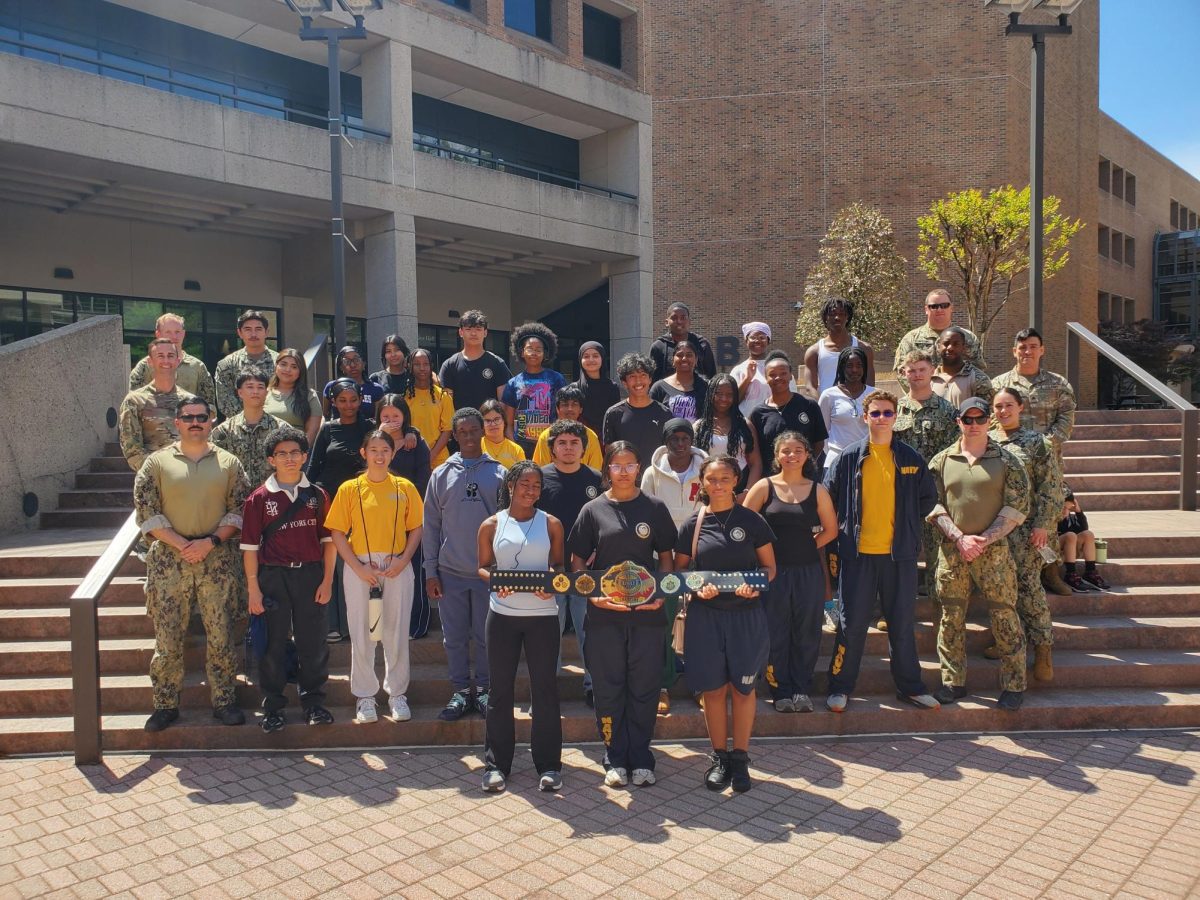 Cadets and hosts of the field trip gather for a group photo for this memorable trip.